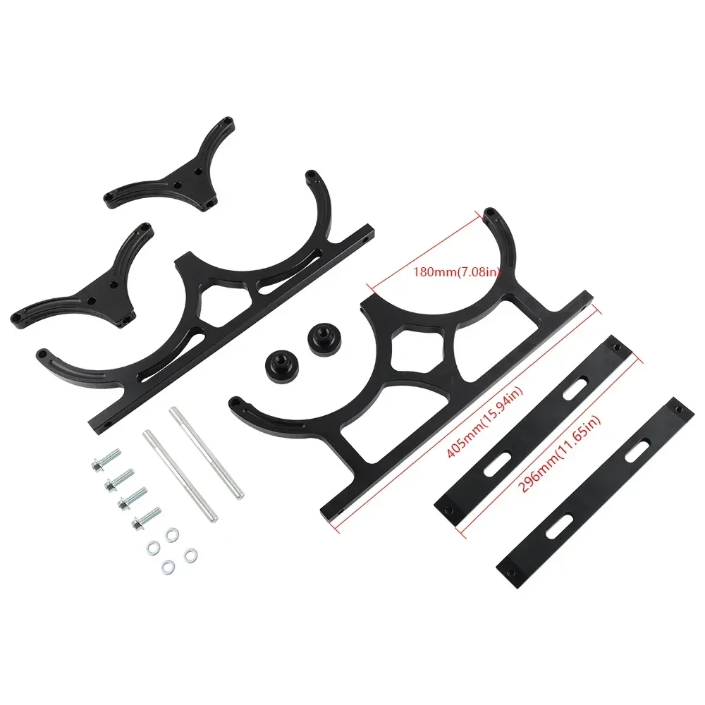 دعامة تثبيت زجاجة مزدوجة من أكسيد النيتروس الألومنيوم الأسود مقاس 7 بوصات عالية الجودة (NOS) لزجاجات أكسيد النيتروس ذات 10 رطل و15 رطل #2