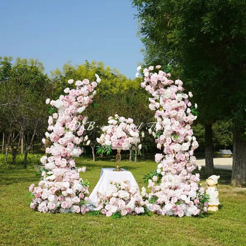 

DKB artificial wedding flower arch backdrop 1.9m-1.8m floral arrangement pink rose hydrangea arch for wedding decoration