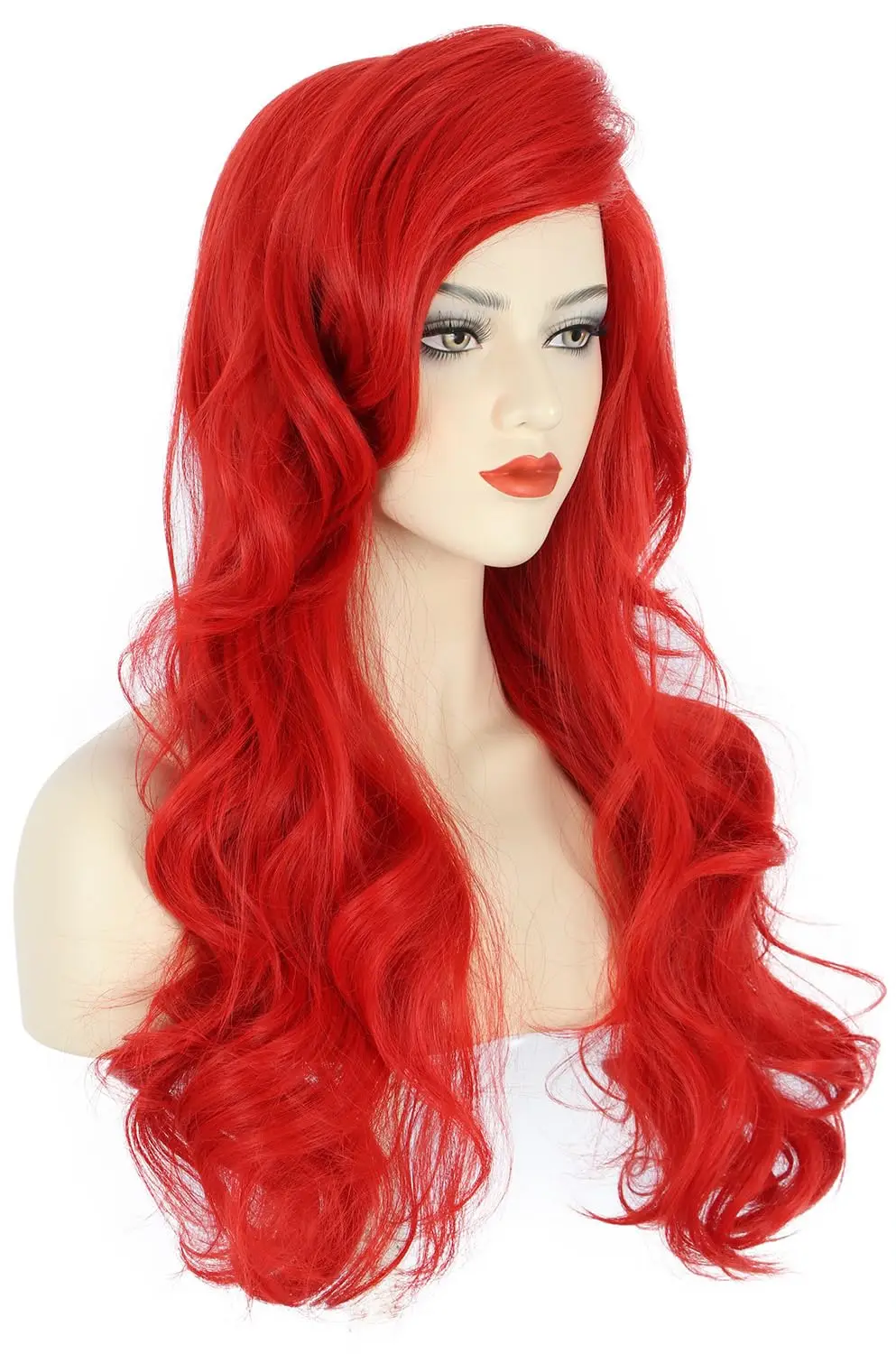 Donne lunghe parrucche rosse ondulate Halloween Cosplay Party Costume Cos Ariel parrucca capelli sintetici