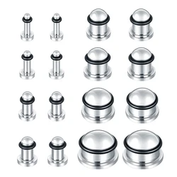 2pcs 1.6-16mm Stainless Steel Ear Plugs Tunnels Silver Color Ear Gauge Stretching Kit Jewelry for Women Men