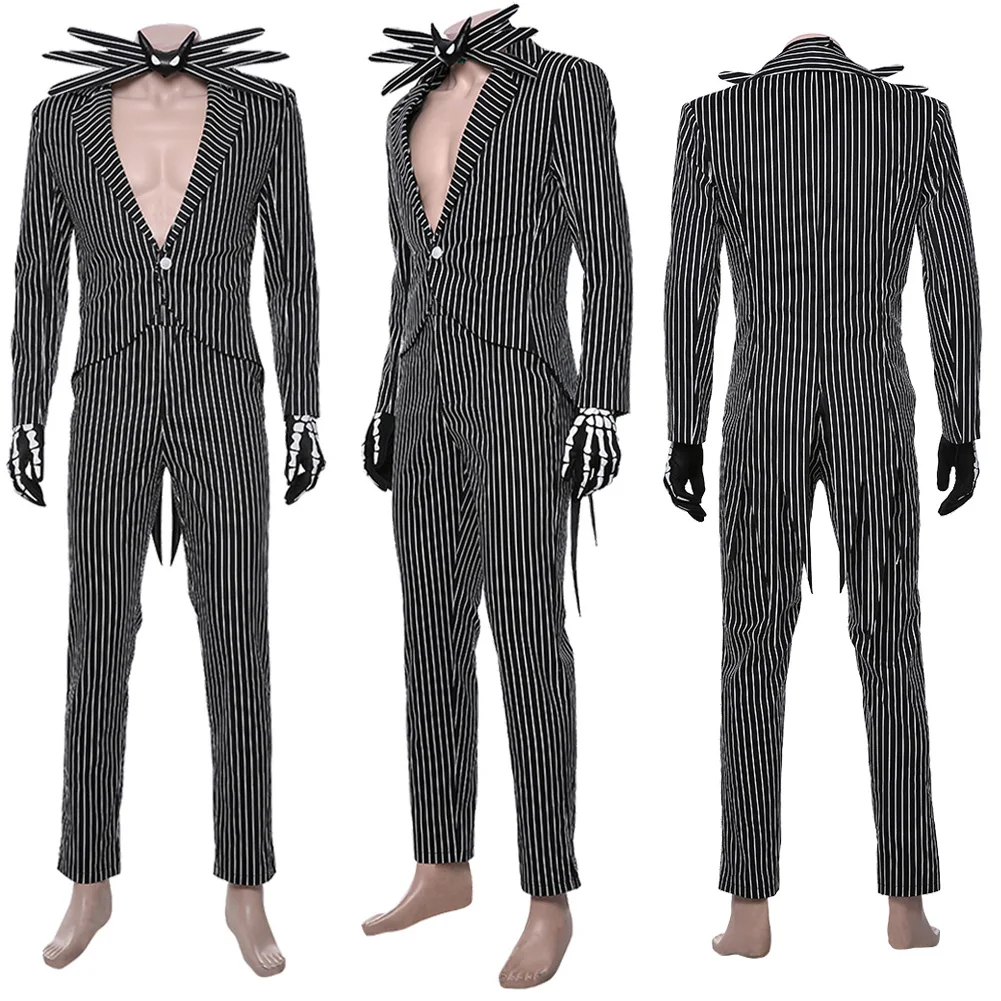 Jack Cosplay Fantasy White Black Suit Clothing Movie Christmas After Nightmare Costume Adult Men Roleplay Fantasia Outfit Male