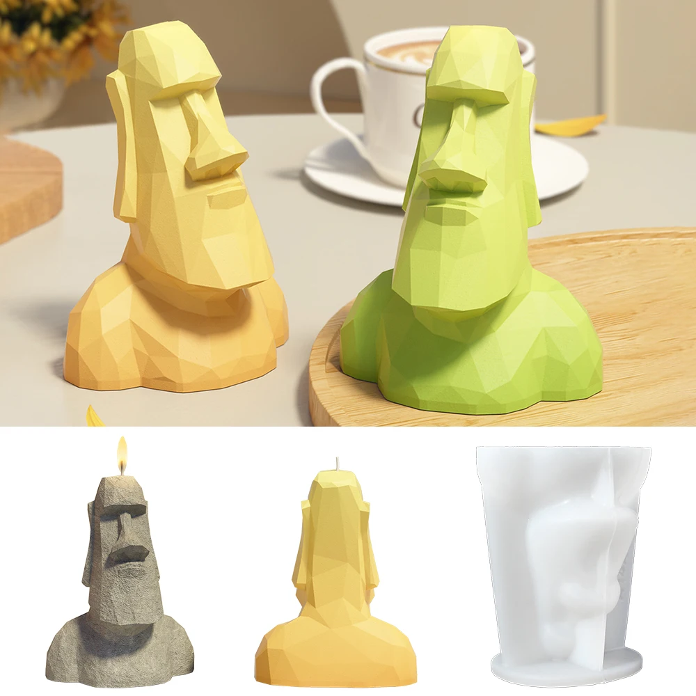 S0183 Moai Monolith Estátua Silikonform Neu Molde Figura Gigante Arte Escultura Molde de Dilicona Para Yeso Handmade Velas DIY Artesanato