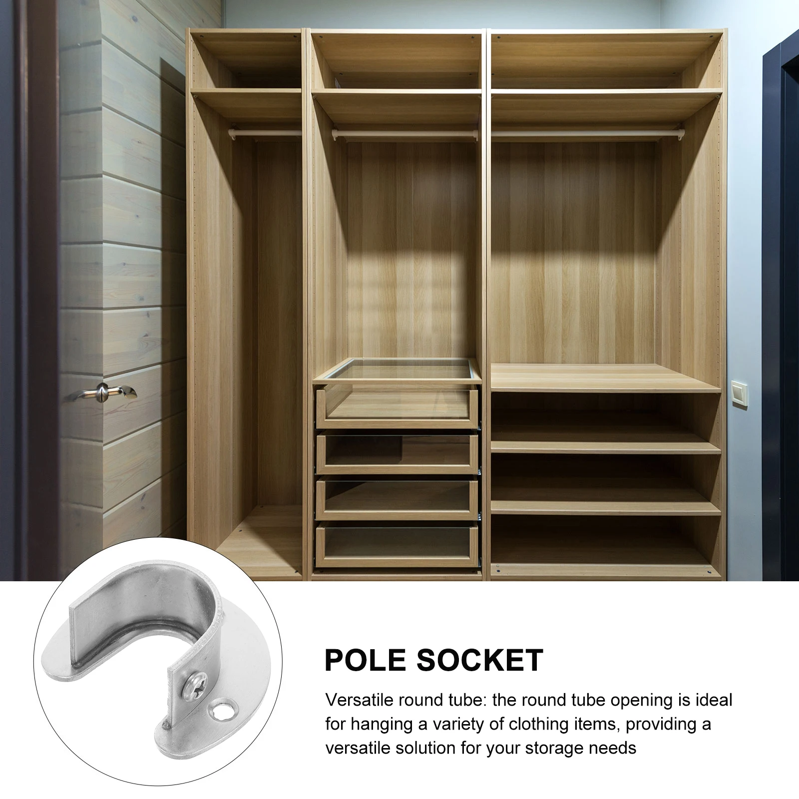 

Stainless Steel Flange Seat Adhesive Closet Rod Base Positioning Shower Holder Brackets End Pole Caps