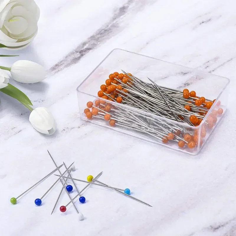 100Pcs Glass Ball Head Sewing Pins 38mm Multicolor Head Pins Straight Quilting Pins for Dressmaker DIY Jewelry Sewing Project