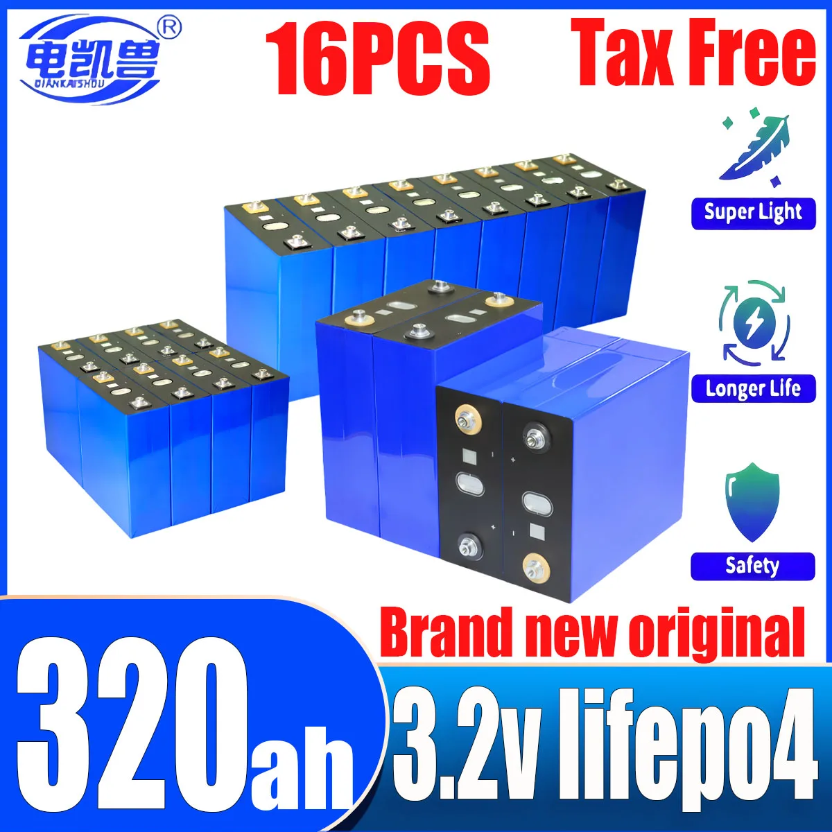 

16pcs new 3.2V 320ah 340ah 280AH 150AH Grade A LiFePo4 battery DIY 48V RV marine solar lithium iron phosphate battery duty-free
