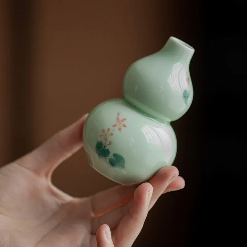 

Gourd flower arrangement ceramic hand-painted vase teahouse tea table decorations flower arrangement Chinese style