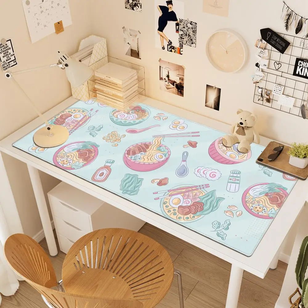 Retro Japanese Desk Mat Cute Ramen mousepad large gaming mouse pad anti slip deskmat retro sushi bowl foodie japan kawaii Mat