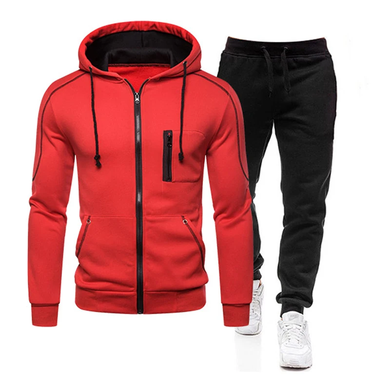 Autumn Winter Mens Tracksuit Business Casual Hooded Sweatshirts Black Jogging Sweatpants 2024 New in zipper Jacket Coat Clothing