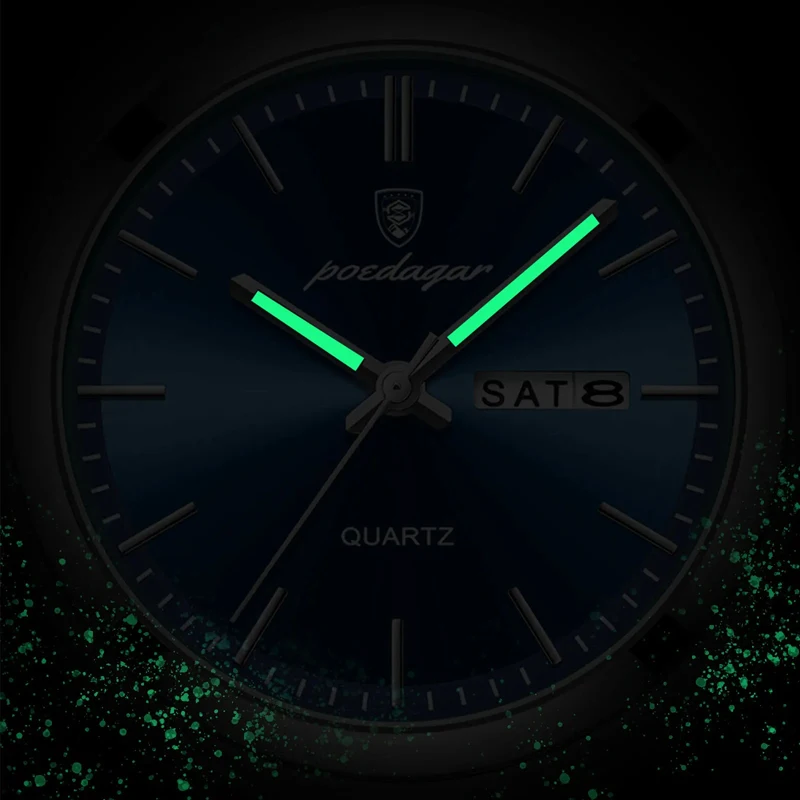 POEDAGAR Merk Luxe Quartz Man Horloge Sport Mannen Horloges Waterdicht Datum Week Rvs heren Horloge Mannelijke Reloj + Box