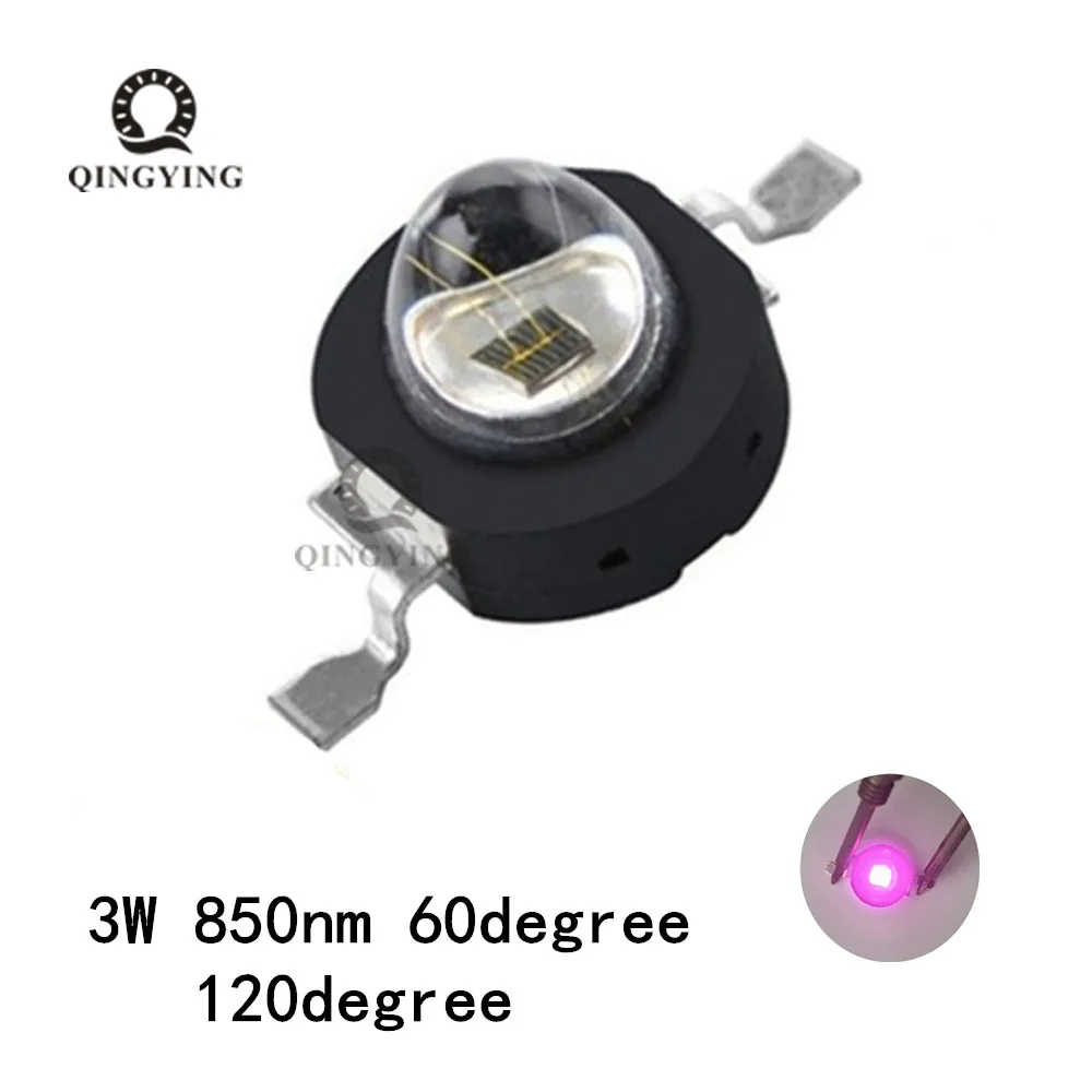 High Power LED Chip 120/60 degree IR 850Nm 3W LED Beads Emitter Light Infrared Radiation Bulb Laser Flashlight Night Vision