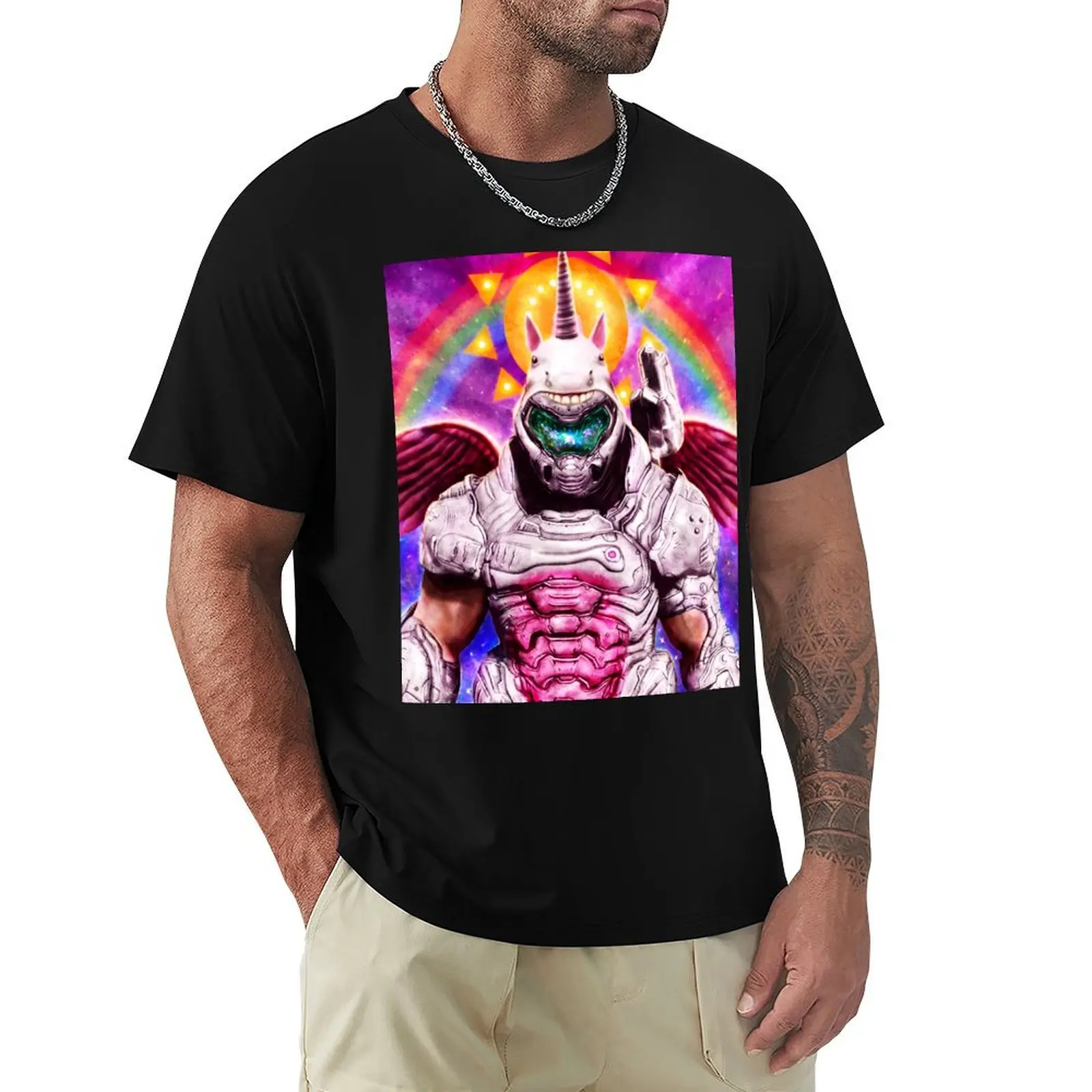 

Футболка Doomicorn, незаменимая футболка, одежда, корейская мода, мужские рубашки, футболка с рисунком