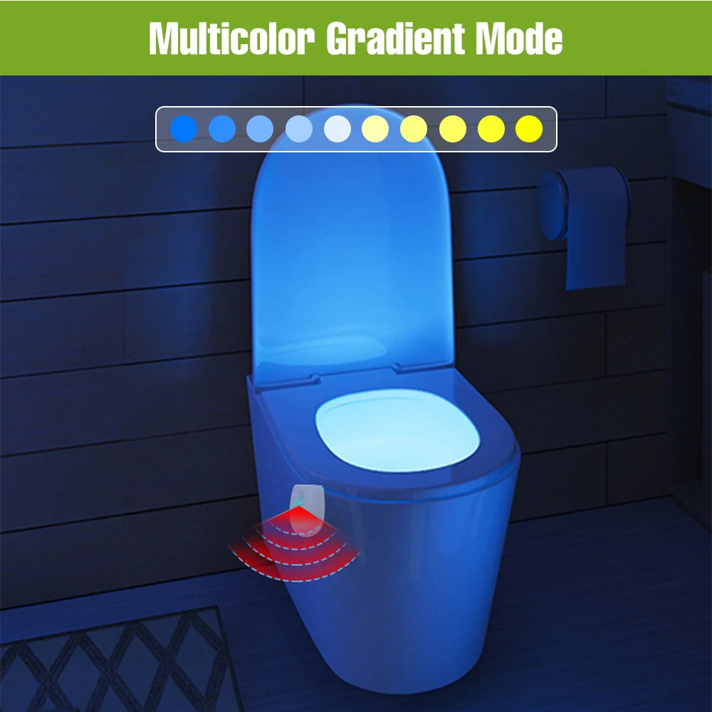 LED Toilet Lamp PIR Motion Sensor Hanging Night Light Waterproof Bathroom Washroom WC Bowl Backlight 7 Colors Novelties Lighting