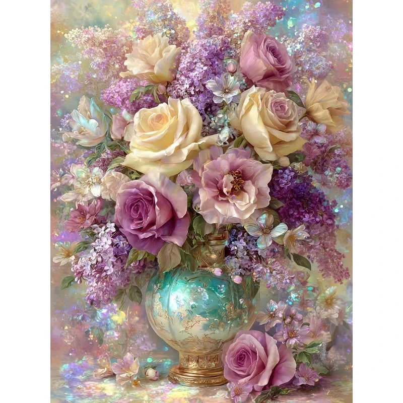 500/1000/1200/2000PCS Jigsaw Puzzle Rose Vase Flower Still Life Art For Adults Great Weekend Relaxation And Family Fun Gift