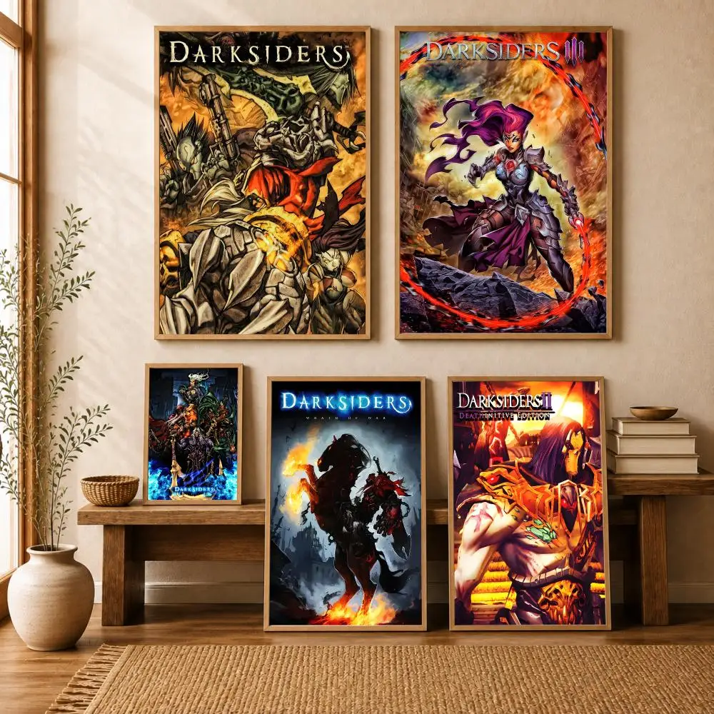 D-Darksiders Game Poster Modern Art Wall Stickers HD Painting Self Adhesive Wall Decals for Bedroom Living Room Home Decor