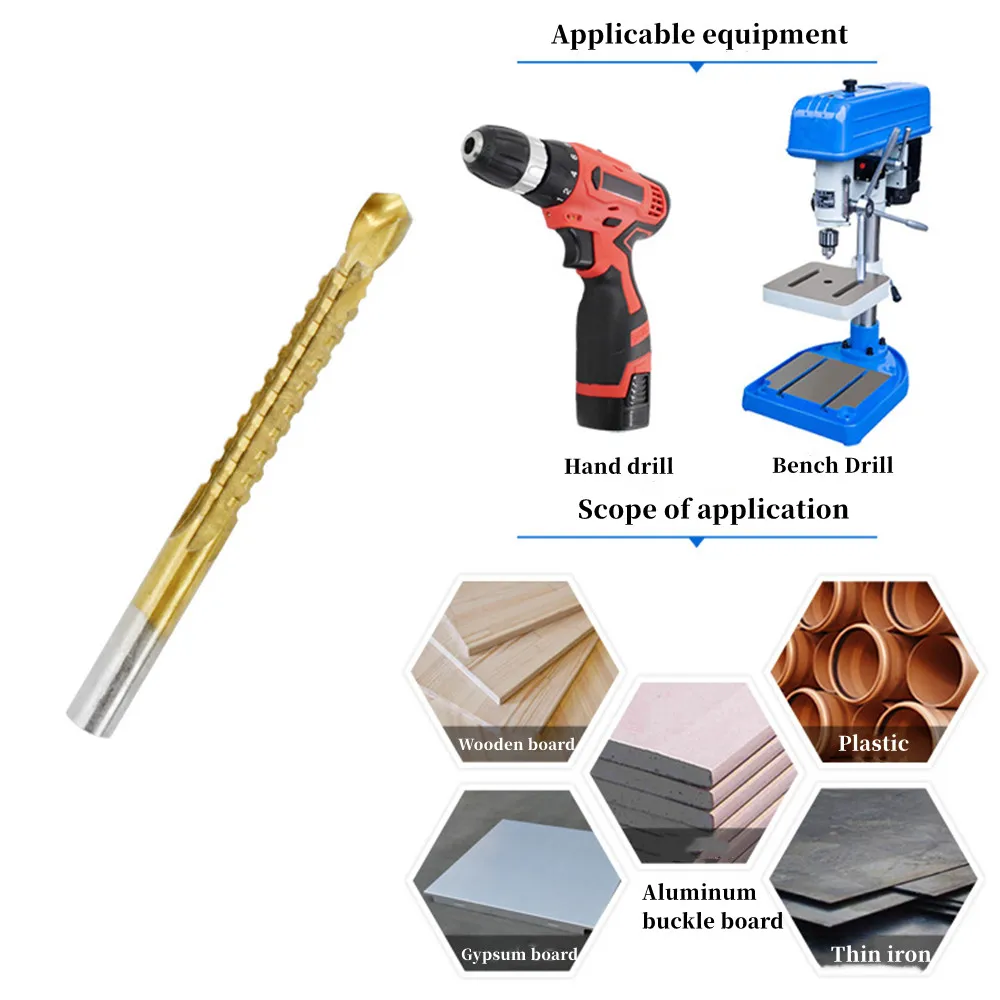 3Mm 4Mm 5Mm 6Mm 6.5Mm 8Mm 6Pc Set Hss Boor Gekarteld houtbewerking Multifunctionele Metalen Ruimen Ponsen Steken Tanden