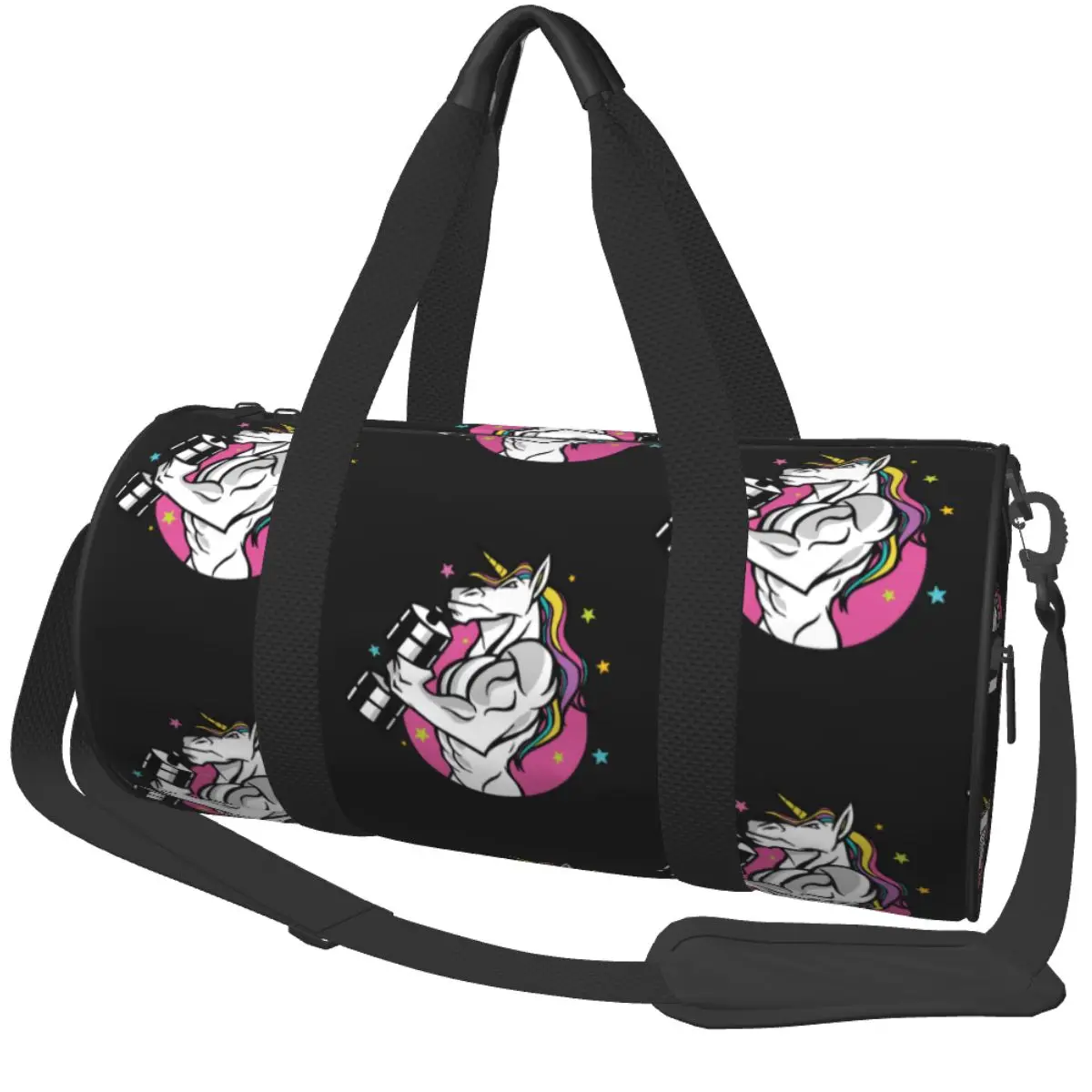 

Gym Bag Workout Unicorn Sports Bag with Shoes Cartoon Rainbows Men Women Weekend Design Handbag Graphic Swimming Fitness Bag
