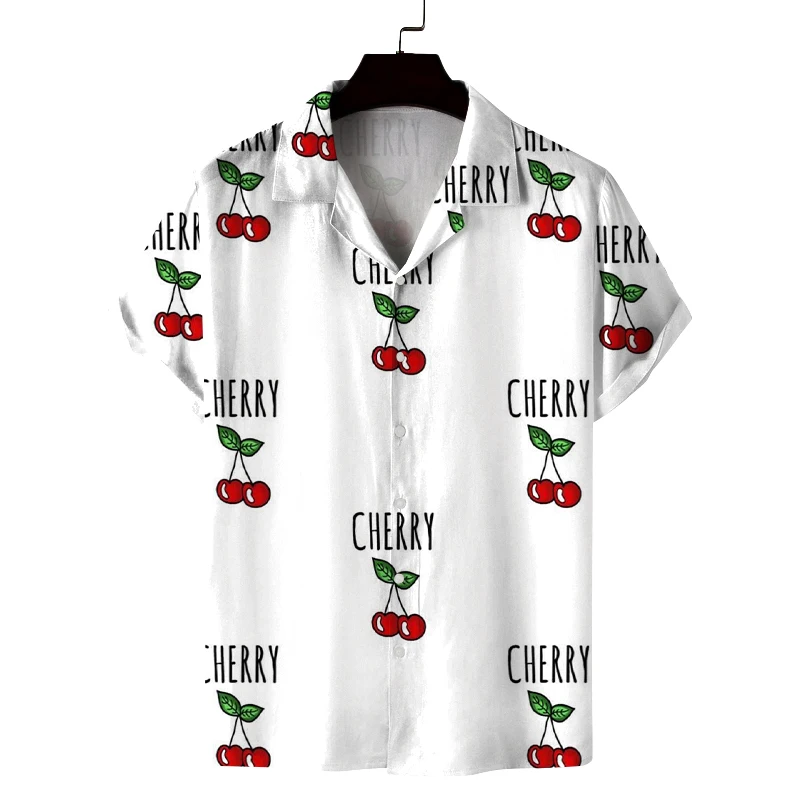 

Men's Summer Cuban Collar Short Sleeve Shirt Fruit Party Print Men's Shirt Comfortable and Breathable