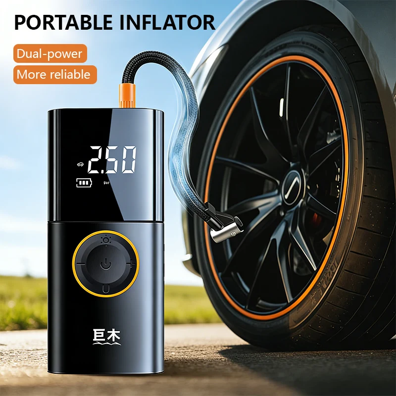

Портативный воздушный компрессор, умный цифровой насос, проводной и беспроводной 2-в-1 электрический насос для накачивания шин автомобилей, мотоциклов, велосипедов