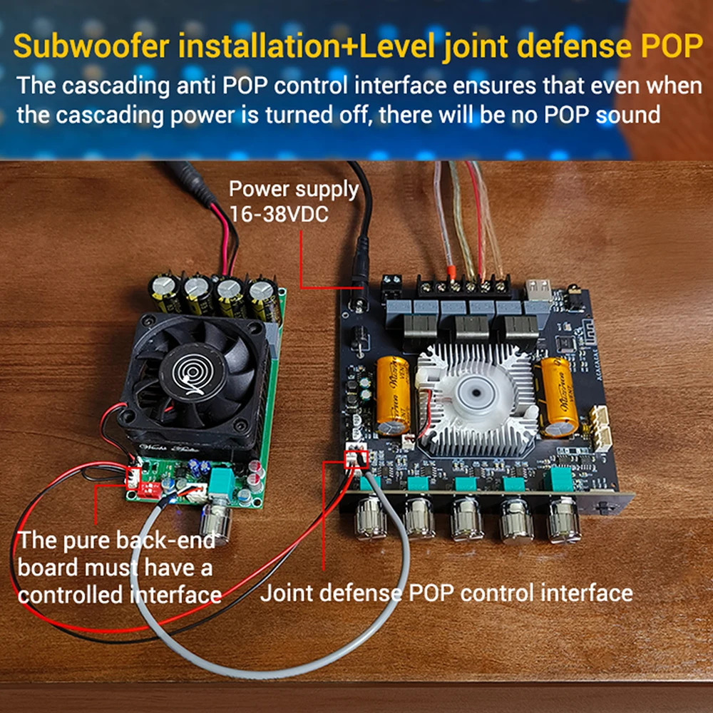 Audio Amplifier Module ZK-AS21 2G Second Generation Upgraded Version 2.1 Channel TPA3255 Bluetooth Digital Amplifier Board