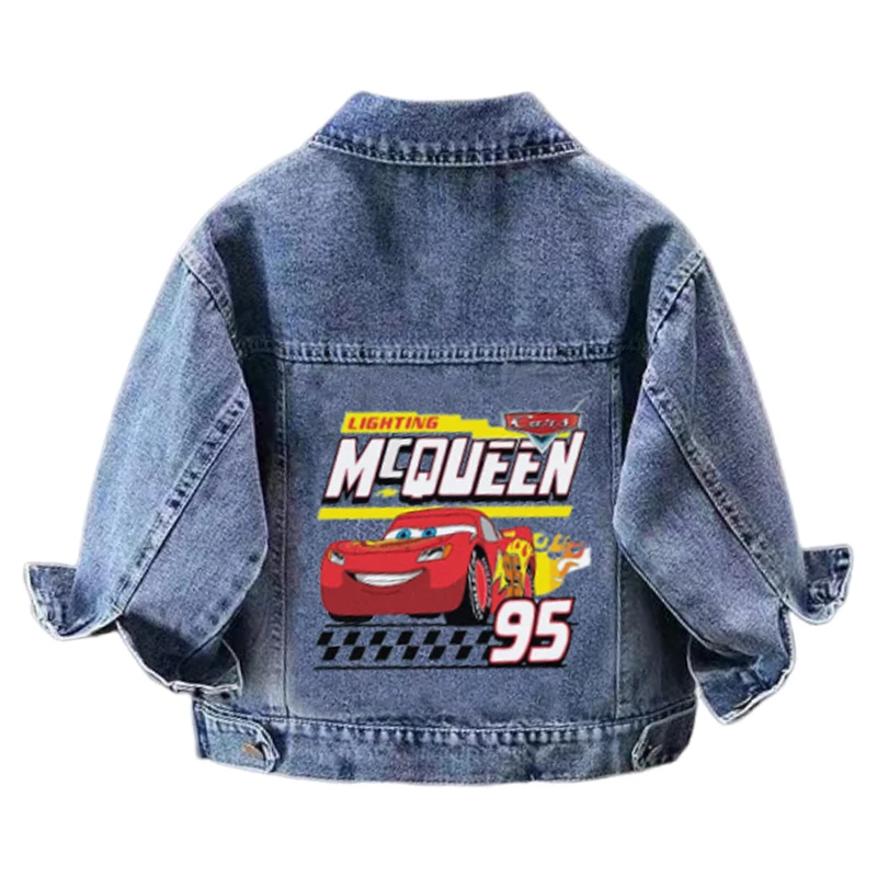 

Детские джинсовые куртки Lightning Mcqueen, пальто, новая весенне-осенняя модная повседневная джинсовая куртка для маленьких мальчиков и девочек, детская одежда, верхняя одежда
