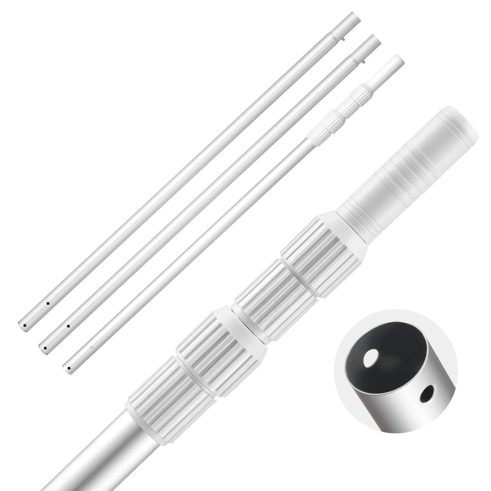 SucceBuy Pool Pole Telescoping Swimming Pool Cleaning Poles Professional Adjustable Telescopic Pole for Skimmer Net Vacuum Head