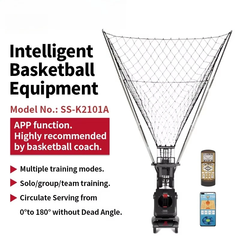 Intelligent Foldable Durable Large Basketball Rebound & Shooting Machine 1-3 Balls Capacity 1.5-7s Frequency for Sale