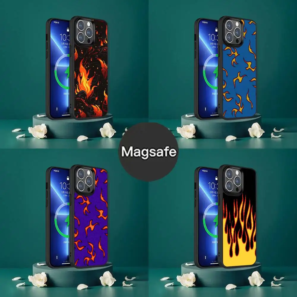

Flame Colorful Pattern Phone Case For iPhone 17,16,15,14,13,12,11,Pro,Max,Plus,Mini,SE4,E Magnetic Magsafe Wireless Charging