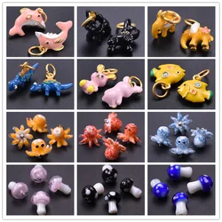 6Pcs/Lot New Ocean Series Octopus Giraffe Elephant Mushroom Jewelry Pendant Handmade Glass Material Diy Necklace Accessory Gift