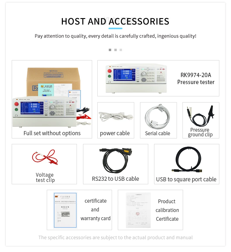 China Programmed AC voltage tester RK9974-AC20 AC0-20KV 0-20mA  Auto Safety Tester with Arc detection function