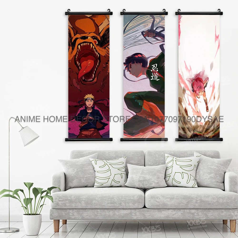 Anime Naruto Poster Home Decor Rock Lee Hängende Gemälde Uchiha Sasuke Scrolls Bild Obito Wandkunst Wandbild im japanischen Stil – Detail 3