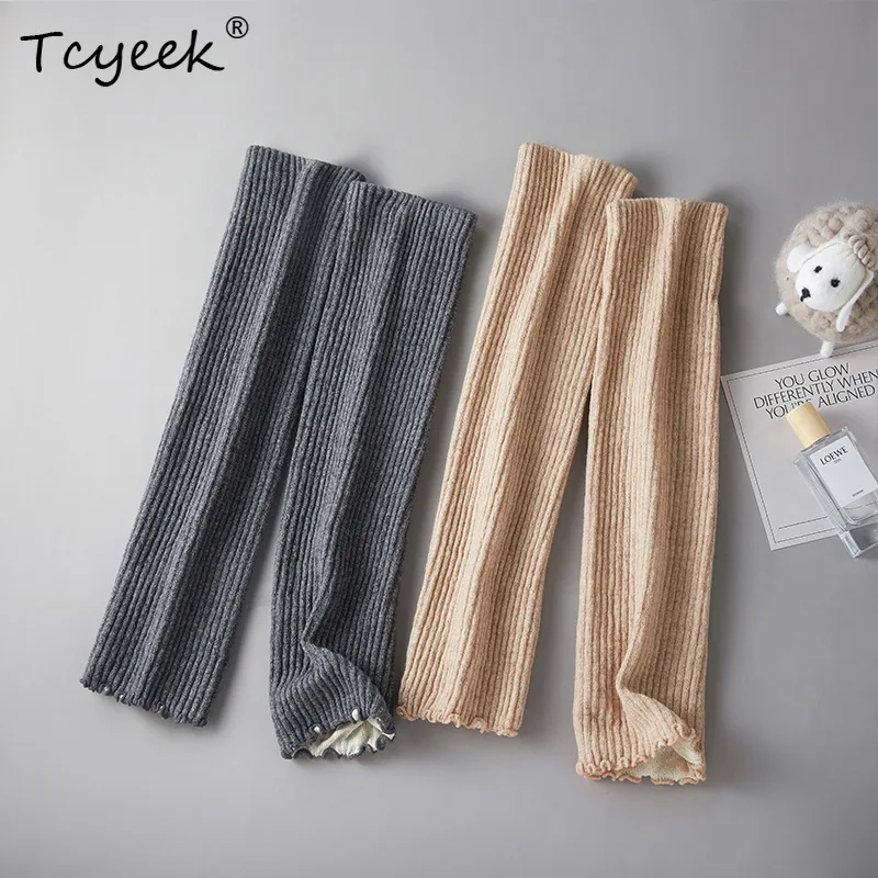 Tcyeek Наколенники из 100% натуральной шелковой кашемировой шерсти с подкладкой, женские мягкие удобные, защита суставов для ухода за кожей, весна 2024 года P41961QC