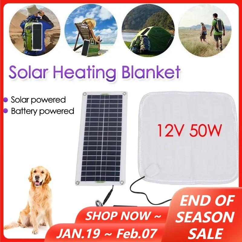 Solar/Battery Powered Heating Pad for Small Cat Dog Warmer Puppy Warming Cushion Mat Pet Electric Blanket 2-speed Temperature