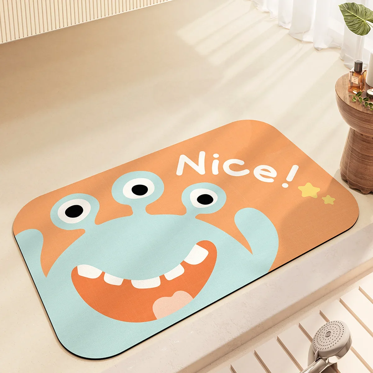 

Diatom Mud Strong Water Absorption Quick Drying Floor Mat Cartoon Style Non Slip Shower Mat Soft Durable Bathroom Carpet