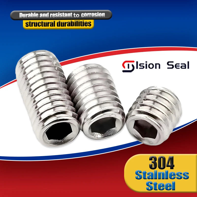 Parafuso sem cabeça m2 m2.5 m3 m4 m5 m6 m8 din916 304 inoxidável hexágono soquete allen copo ponto diy conjunto maçanetas da porta parafuso torneira