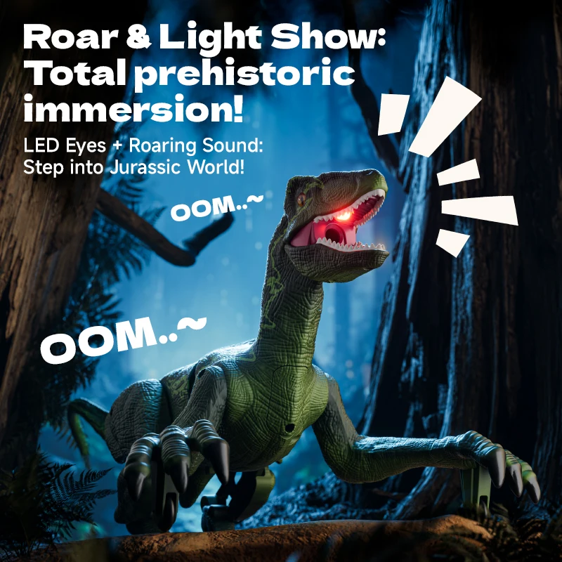 2.4G afstandsbediening dinosaurus kan geluid en licht lopen Roar simulatie dier spray dinosaurus speelgoed is geschikt NIEUWE RC dinosaurus