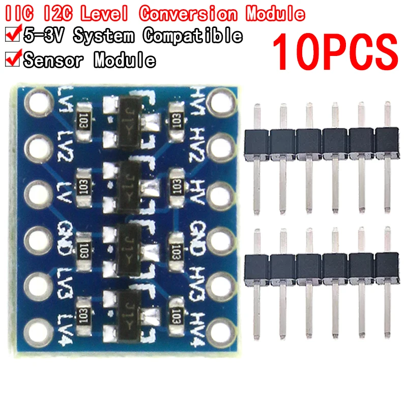 10 sztuk 4-kanałowy konwerter poziomu logicznego IIC I2C dwukierunkowy moduł 5 V do 3,3 V