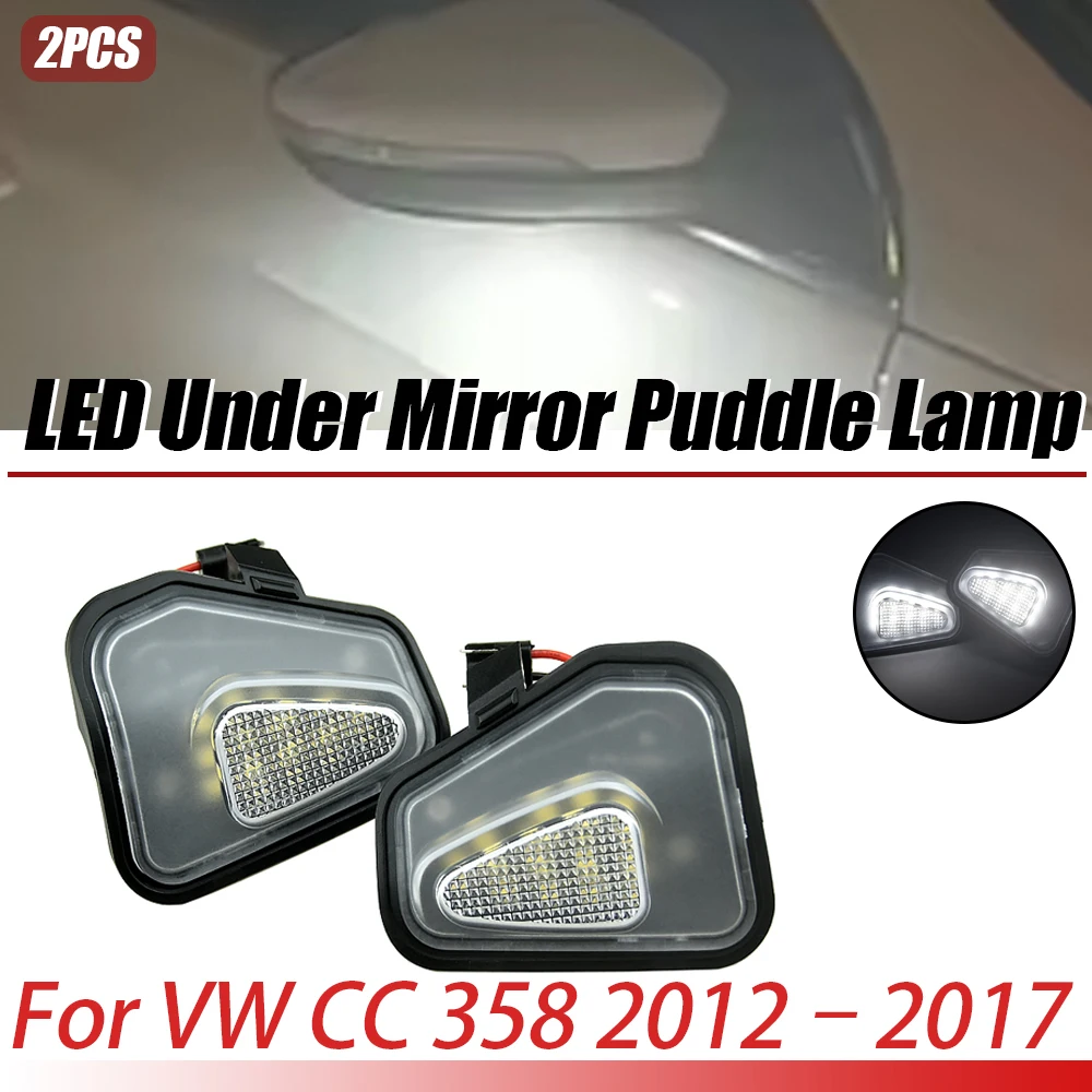 ANZULWANG 2Pcs 6000K White LED Under Side Mirror Light Puddle Lamps For VW Passat Alltrack 3C B7 365 2011 2012 2013 2014 2015