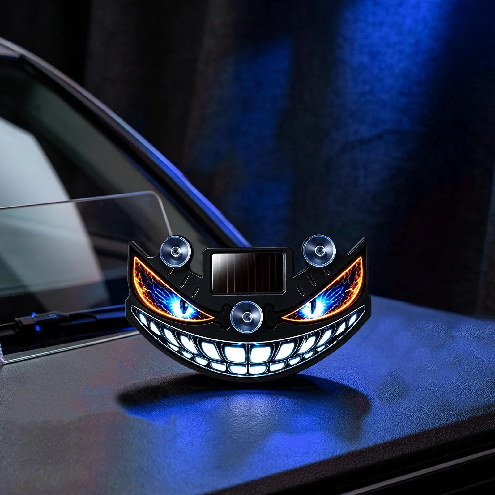 Windshield Eyes Dynamic USB Solar Powered Sticker Wireless Led Windshield Eyes For RV Home Vehicles Holiday Birthday Party Front