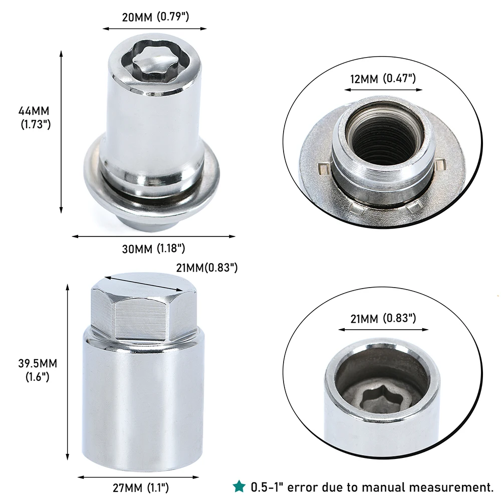 4Nuts+1Key Anti-theft 44MM Height Wheel Lock Lug Nuts Set M12x1.5 For Toyota 4Runner Corolla Lexus GS300 GS400 GS430 0027600901