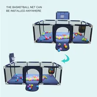 IMBABY Baby Playpen Safety Baby Activity Fence Large Baby Playground with Basketball Hoop Play Zone Playpen for Children