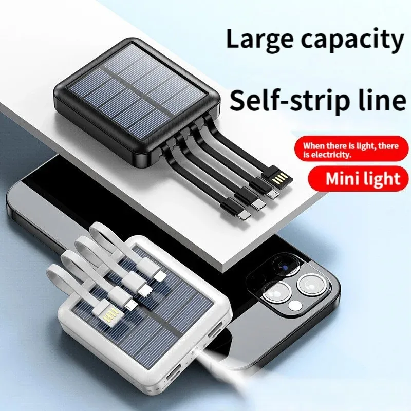 50000mAh Solar Power Bank 2.1A  Double USB Fast Charging With Flashlight External Backup Battery For IPhone Xiaomi Samsung