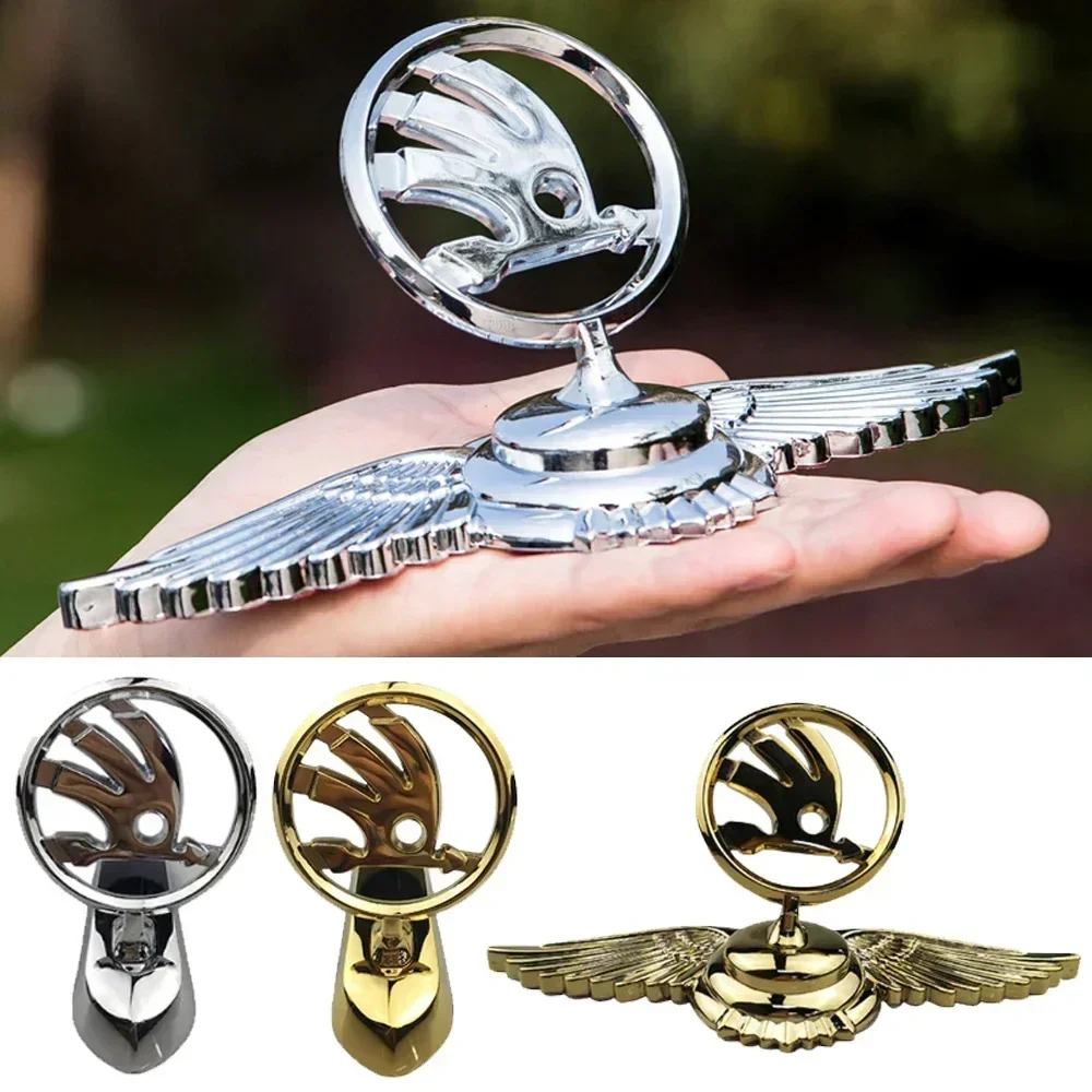 Image of Auto Chrom Fronthaube Abzeichen Emblem Aufkleber für Skoda Rapid Kodiaq 1 Octavia A7 A8 A5 Yeti Fabia 2 Superb 3 Kodiak Karoq Kamiq