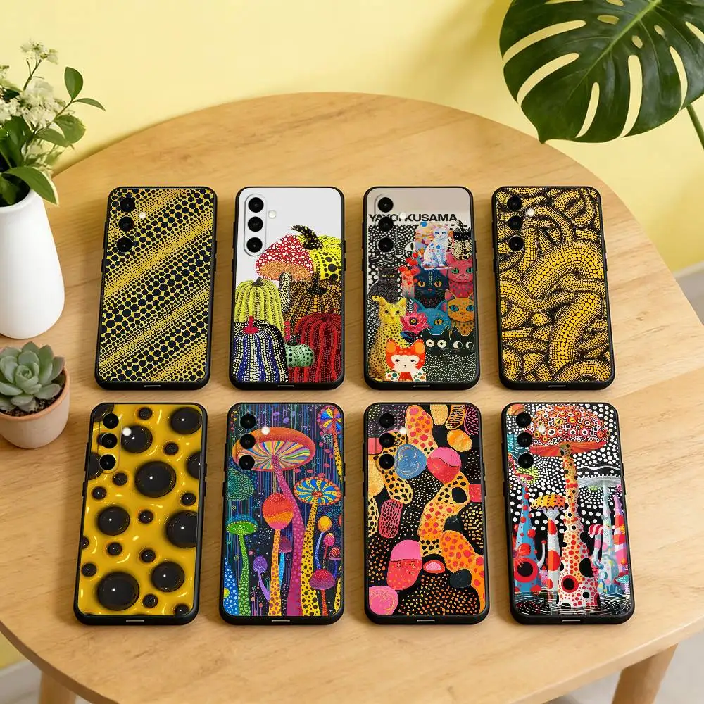Y-Yayoi K-Kusama Aesthetic Phone Case For Samsung Galaxy A73,A72,A71,A70,A53,A52,A51,Others Soft Black Cover
