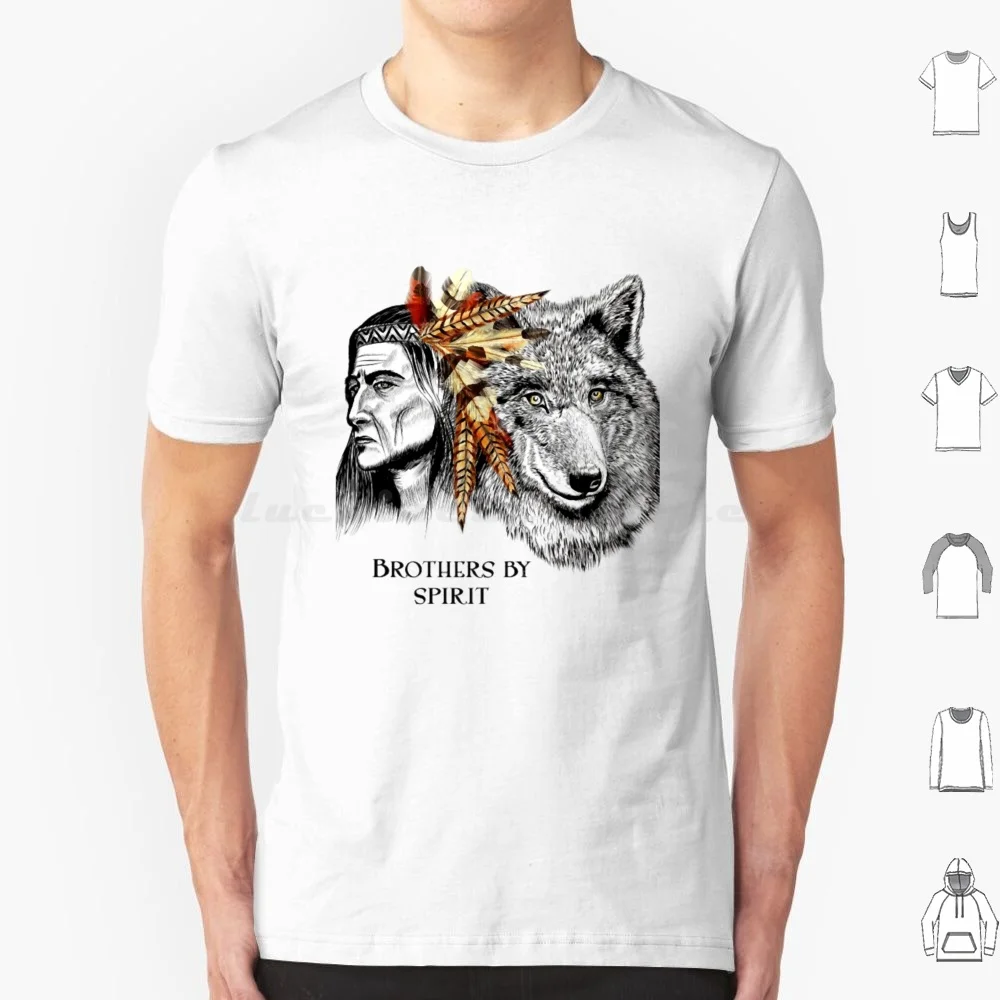 The Indian Leader And The Wolf Brother Balancing Spirituality , Nature , And Friendshipt-Shi T Shirt Big Size 100% Cotton