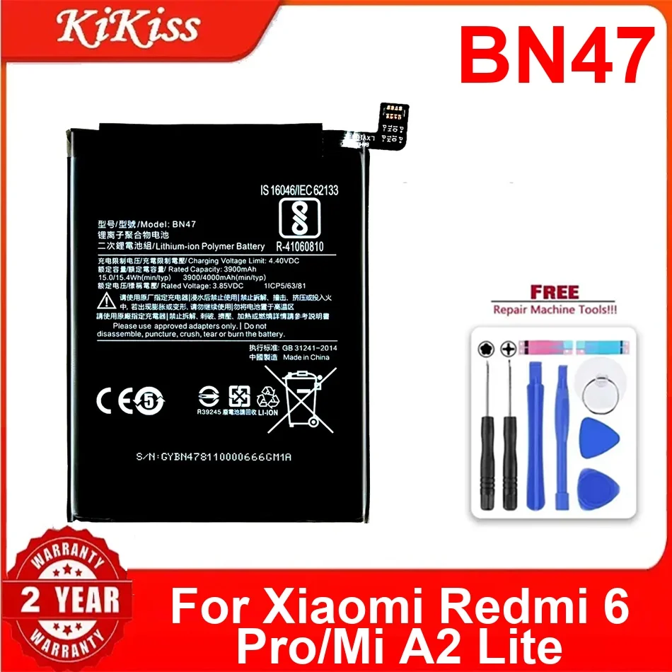 

Rechargeable Durable BN47 Mobile Phone Battery For Xiaomi Redmi 6 Pro Mi A2 Lite 3000Mah