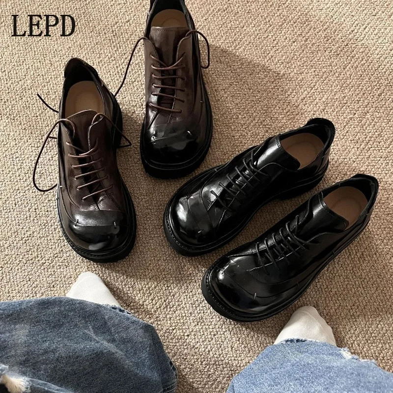 

LEDP British-style Leather Shoes for Men's Derby, Thick-soled Height-increasing, Niche and Versatile Korean Version