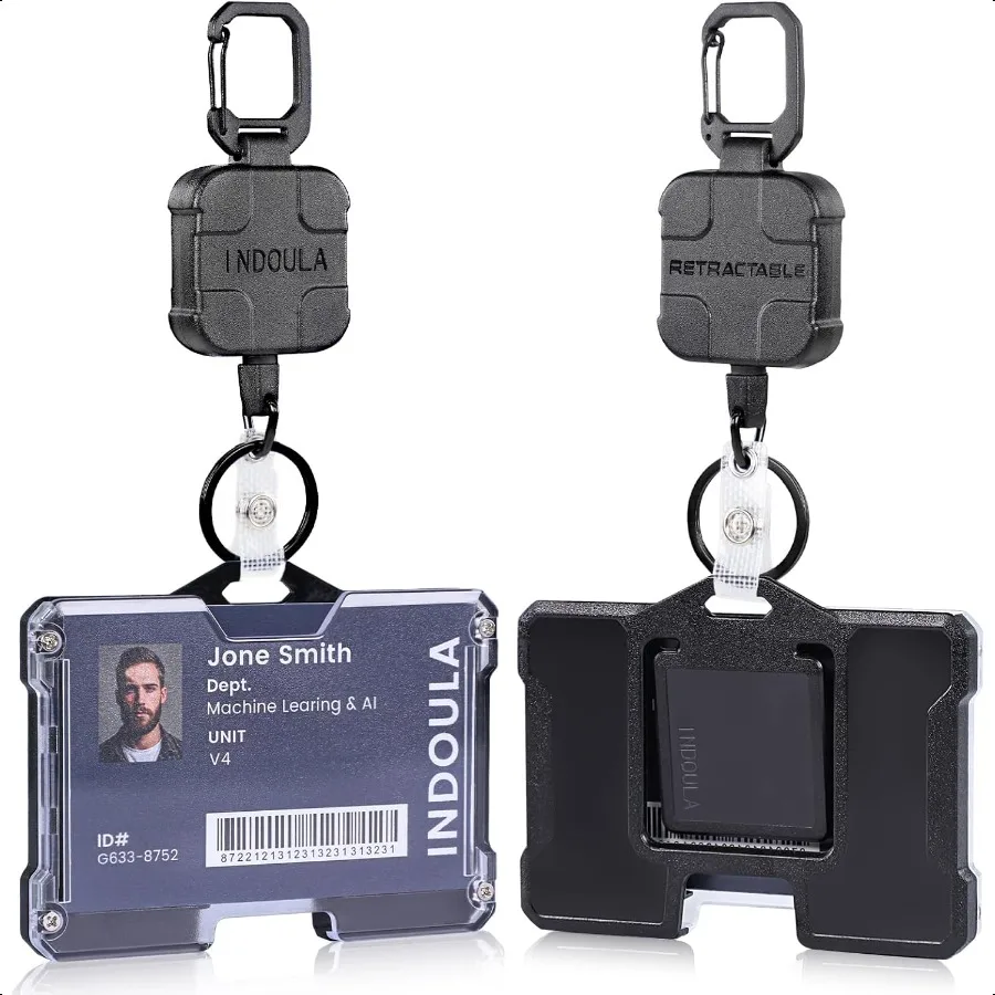 

Retractable Horizontal Badge HolderID Card Holder with 31.5 Retractable Reel and 4 Cards Slot 1 Pack Black .