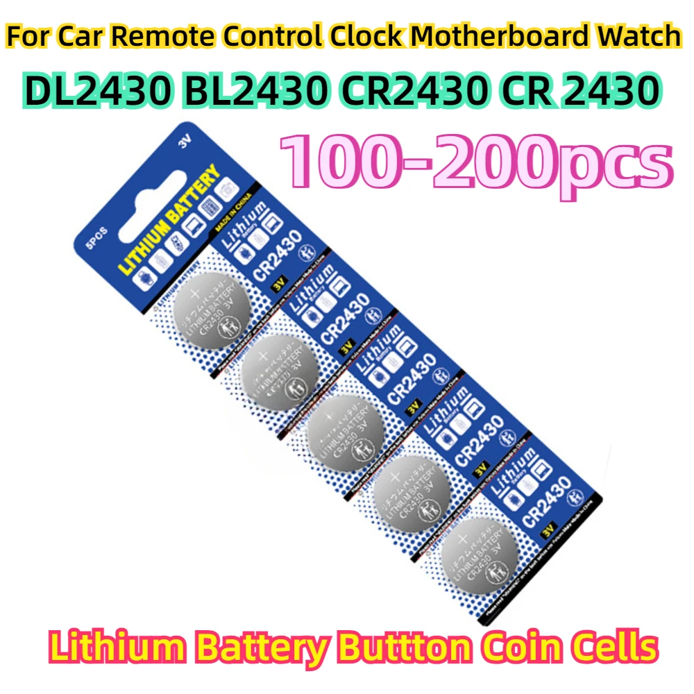 

For Car Remote Control Clock Motherboard Watch DL2430 BL2430 CR2430 CR 2430 3V Lithium Battery Buttton Coin Cells