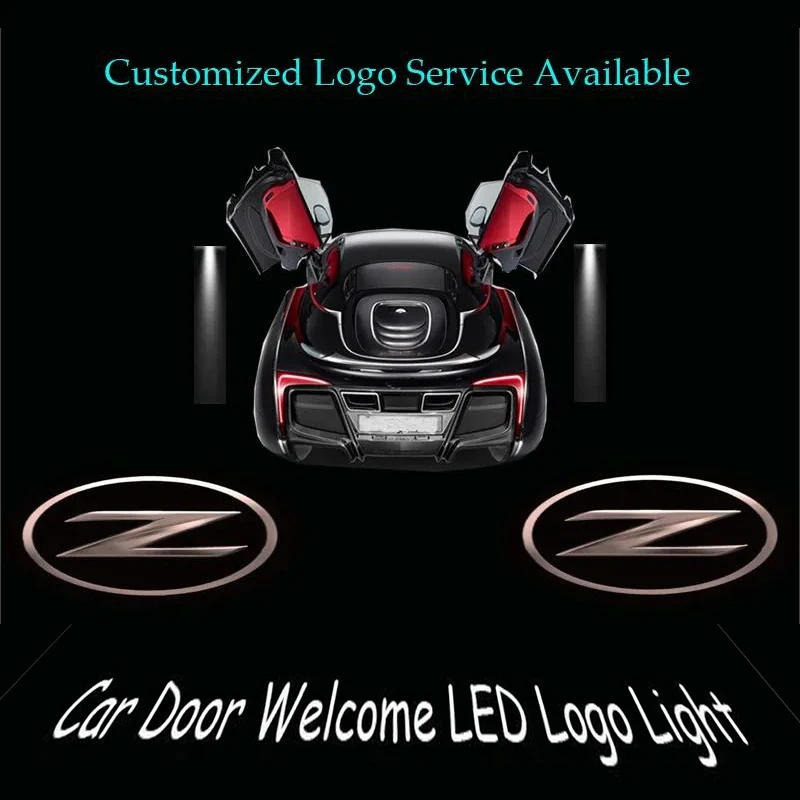 2 Pieces  Fairlady Z33 Z34 Z 350Z 370Z Solid Z 3D Logo LED Car Door Welcome Light Ghost Shadow Spotlight Laser Projector