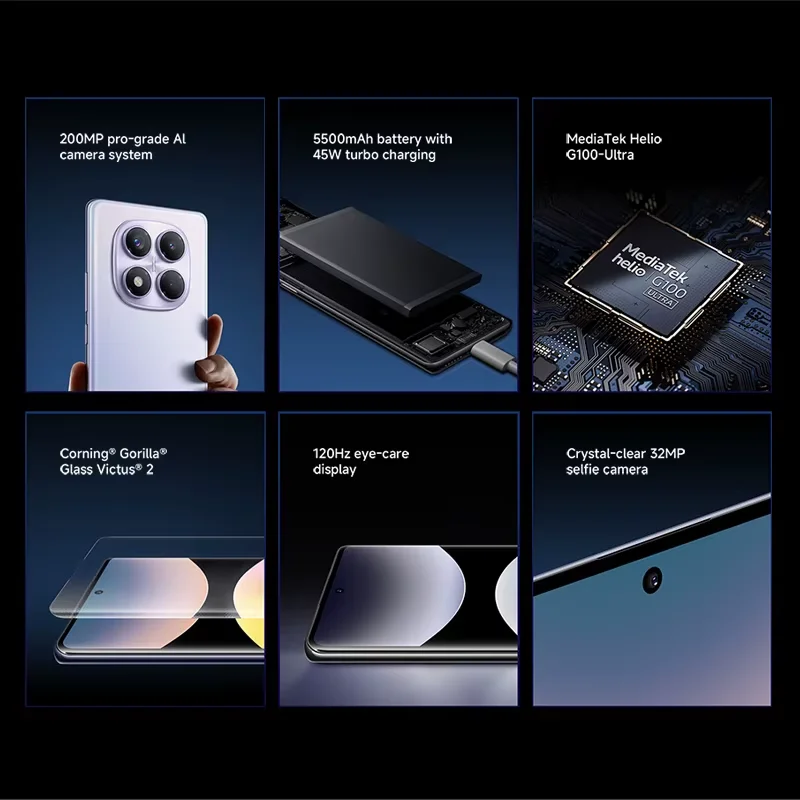 Xiaomi-Redmi Note 14 Proスマートフォン,4 GB,256GB, 512GB,mediatek helio G100-Ultra,200mp aiカメラ,45wターボ充電,グローバルバージョン